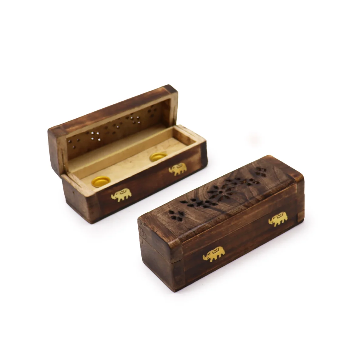 6" mango wood smoke box incense for incense cones