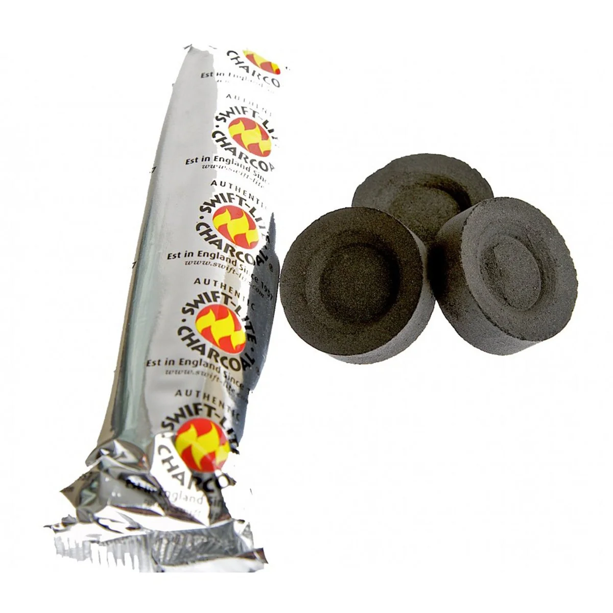 Charcoal tablets pack showing ten tablets neatly arranged in a compact box.