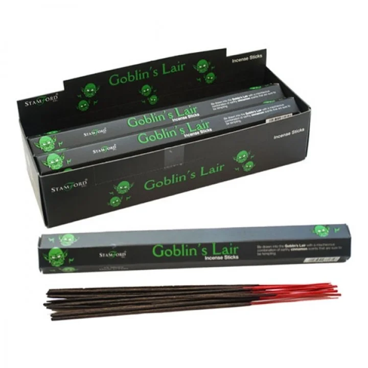 Goblin's Lair incense sticks displayed on a wooden tabletop.