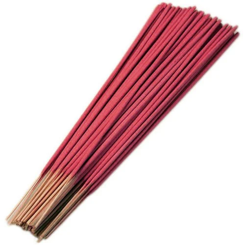 Bulk pack of incense sticks labelled dragons blood incense, stacked neatly on a light surface.