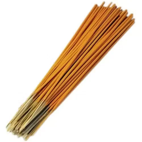 Bulk pack of peach mango fruit scented incense sticks displayed in a clear jar