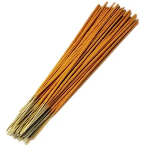 Stack of orange cinnamon incense sticks displayed in bulk configuration