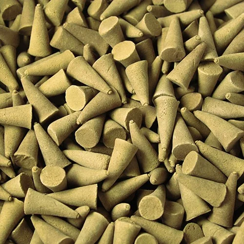Bulk honeysuckle incense cones displayed in a neat stack on a neutral background.