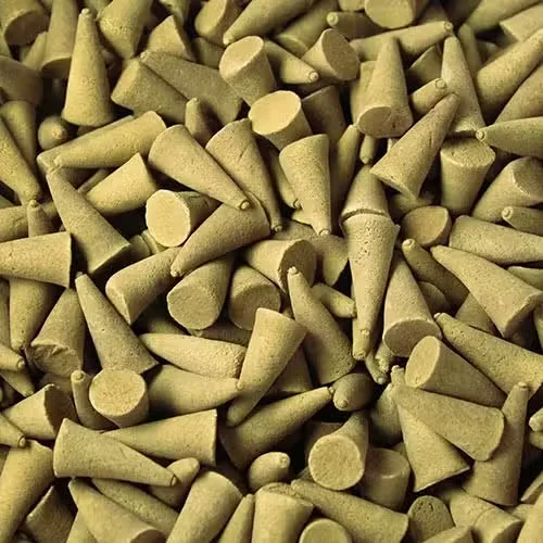 Stack of incense cones labelled Honeysuckle in incense cones bulk