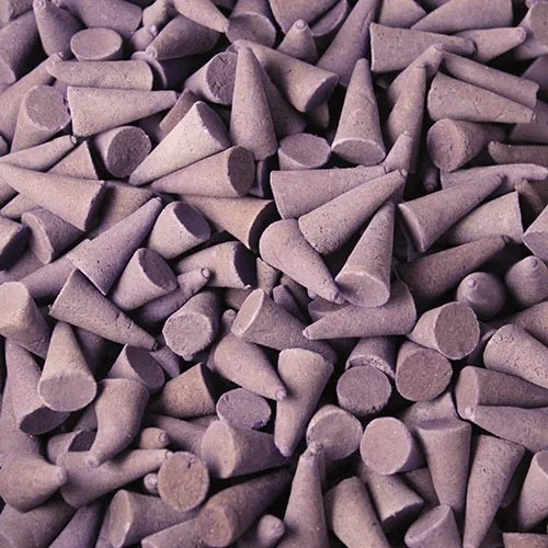 A stack of lavender incense cones.