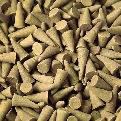 Stack of coconut incense cones displayed for bulk purchase