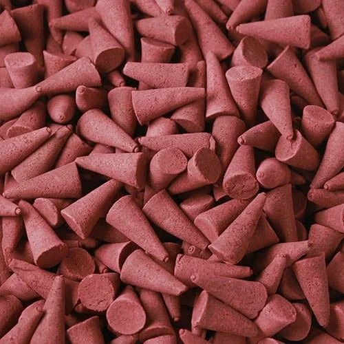Sandalwood incense cones in bulk.