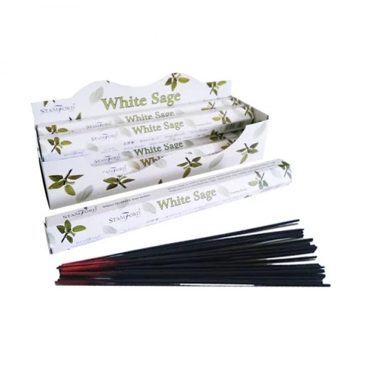 Pack of white sage incense sticks on display