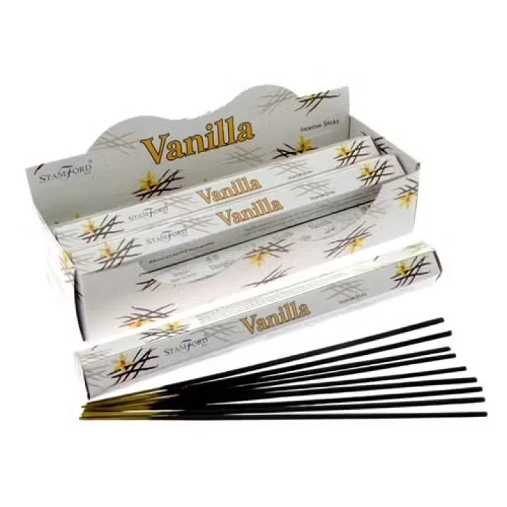 Vanilla Premium incense sticks in a white box, great for incense for home