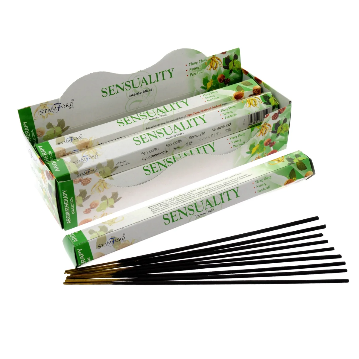 Gruff bundle of Sensuality premium incense sticks in a sleek container showcasing their natural aroma