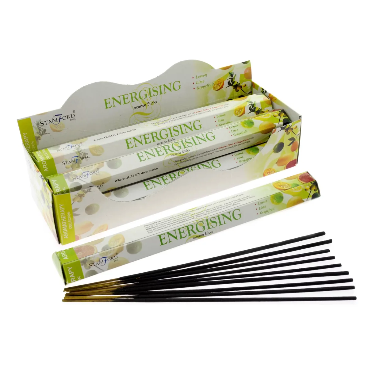 Energising Premium aromatherapy incense sticks in a small box