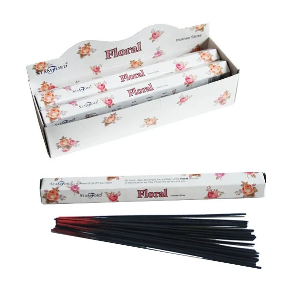Floral Premium incense sticks arranged neatly.