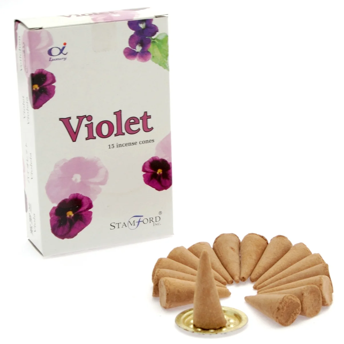 Decorative violet cones displayed against a neutral backdrop.