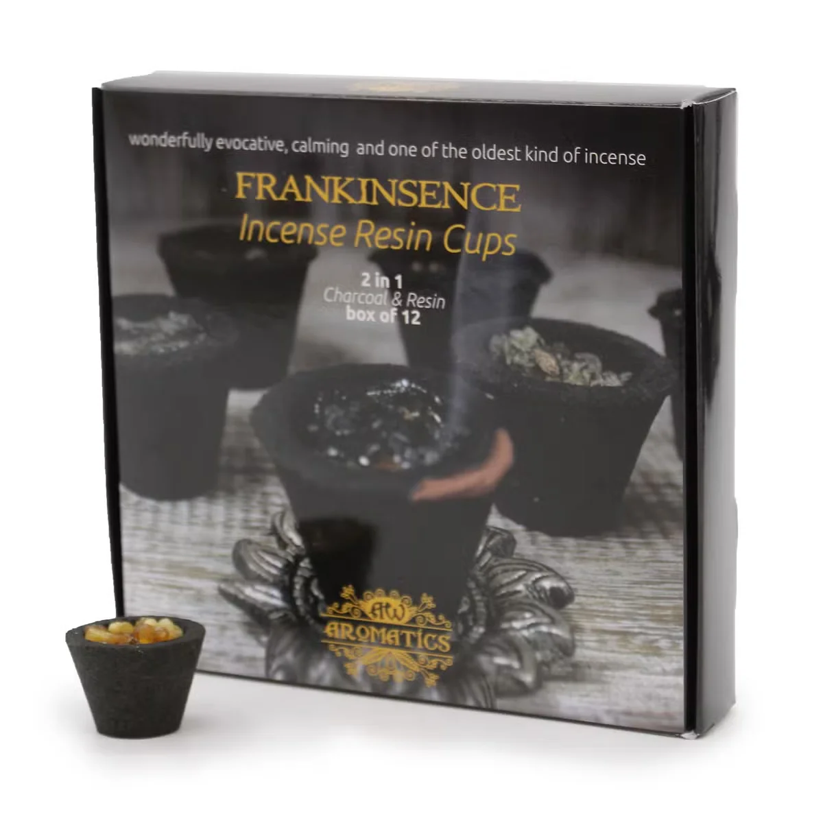 Box of resin cups with frankincense scent.