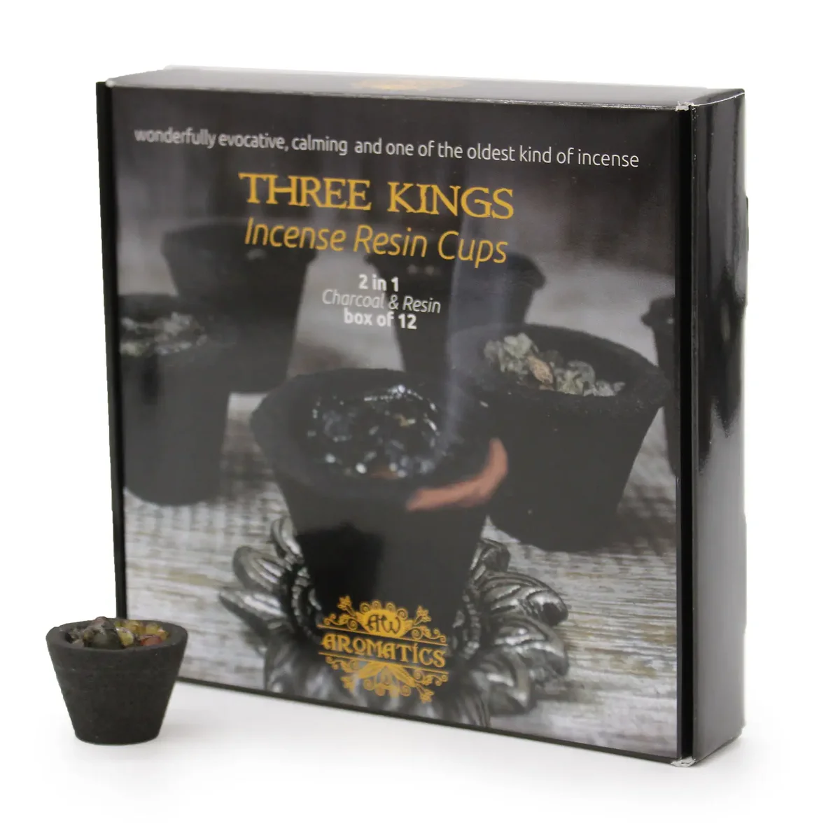 Box of 12 resin cups with Three Kings design.