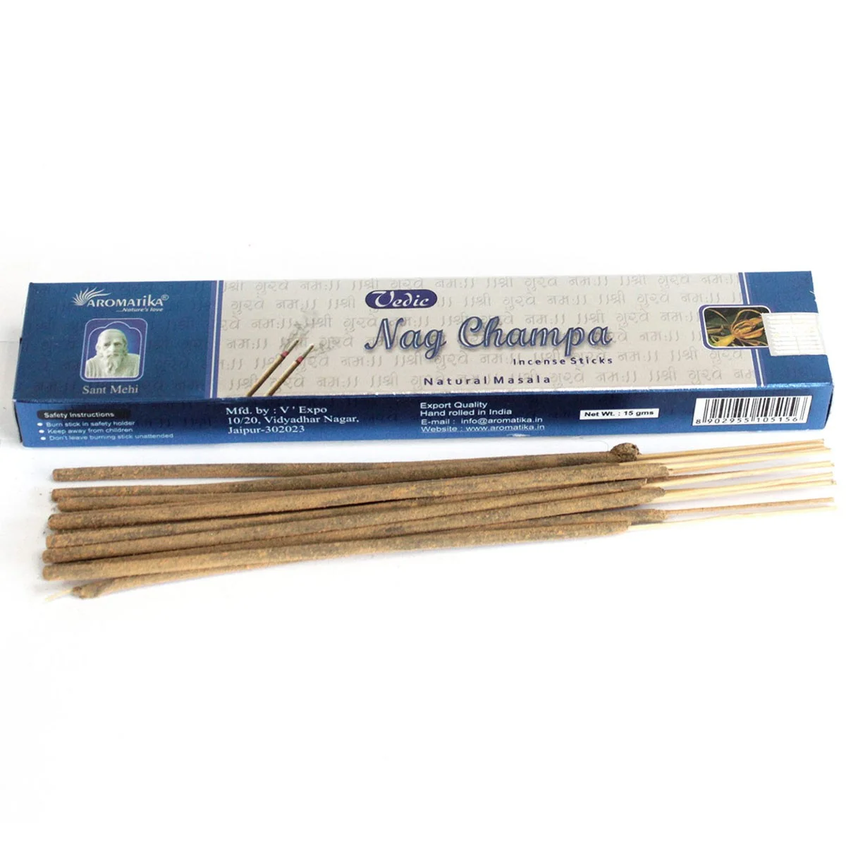 Bundle of Vedic Nag Champa Indian incense sticks in a pouch