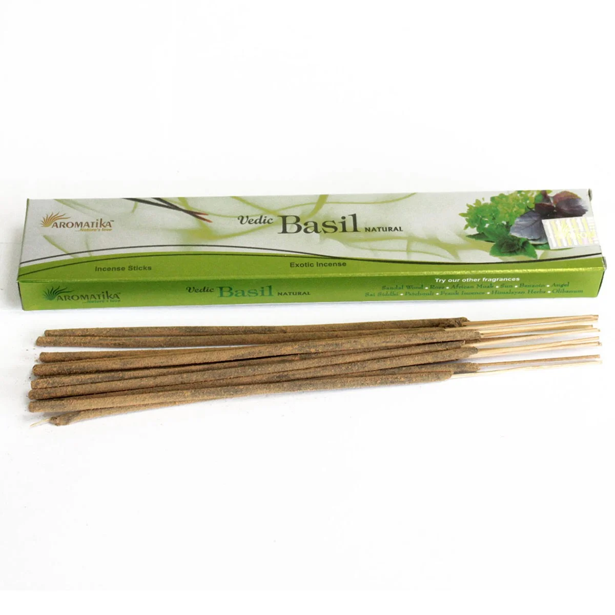 Vedic incense sticks, Basil scented, displayed in a bundle.