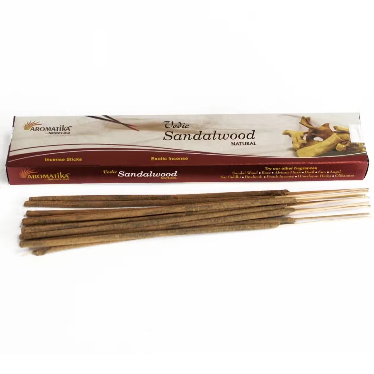 Vedic incense sticks UK, scented sandalwood sticks displayed in a pack