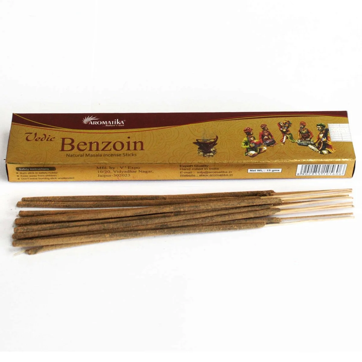 Vedic benzoin incense sticks displayed together in a small bundle.