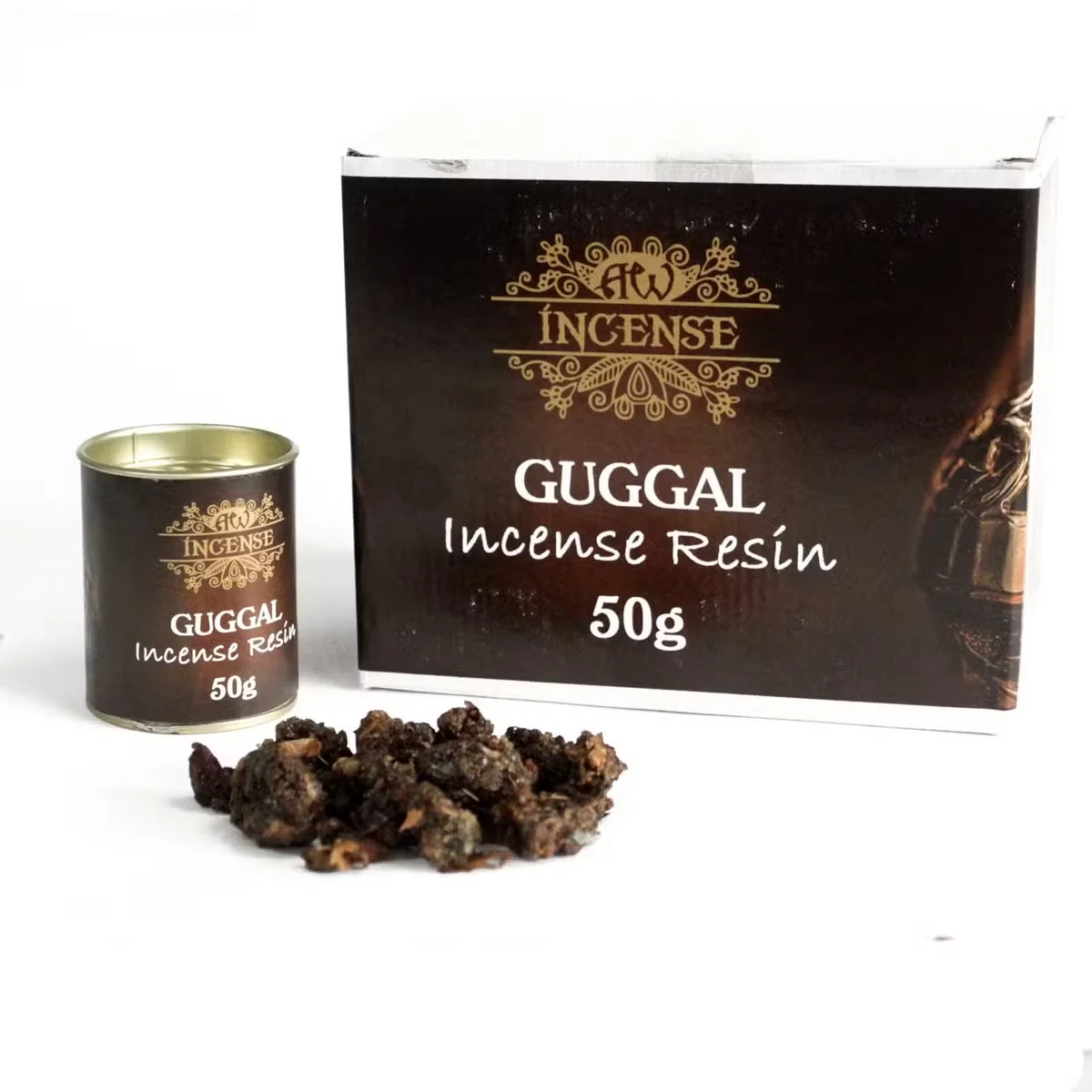 Bright 50gm packet of guggal resin, perfect for DIY home scents, available guggal resin online.