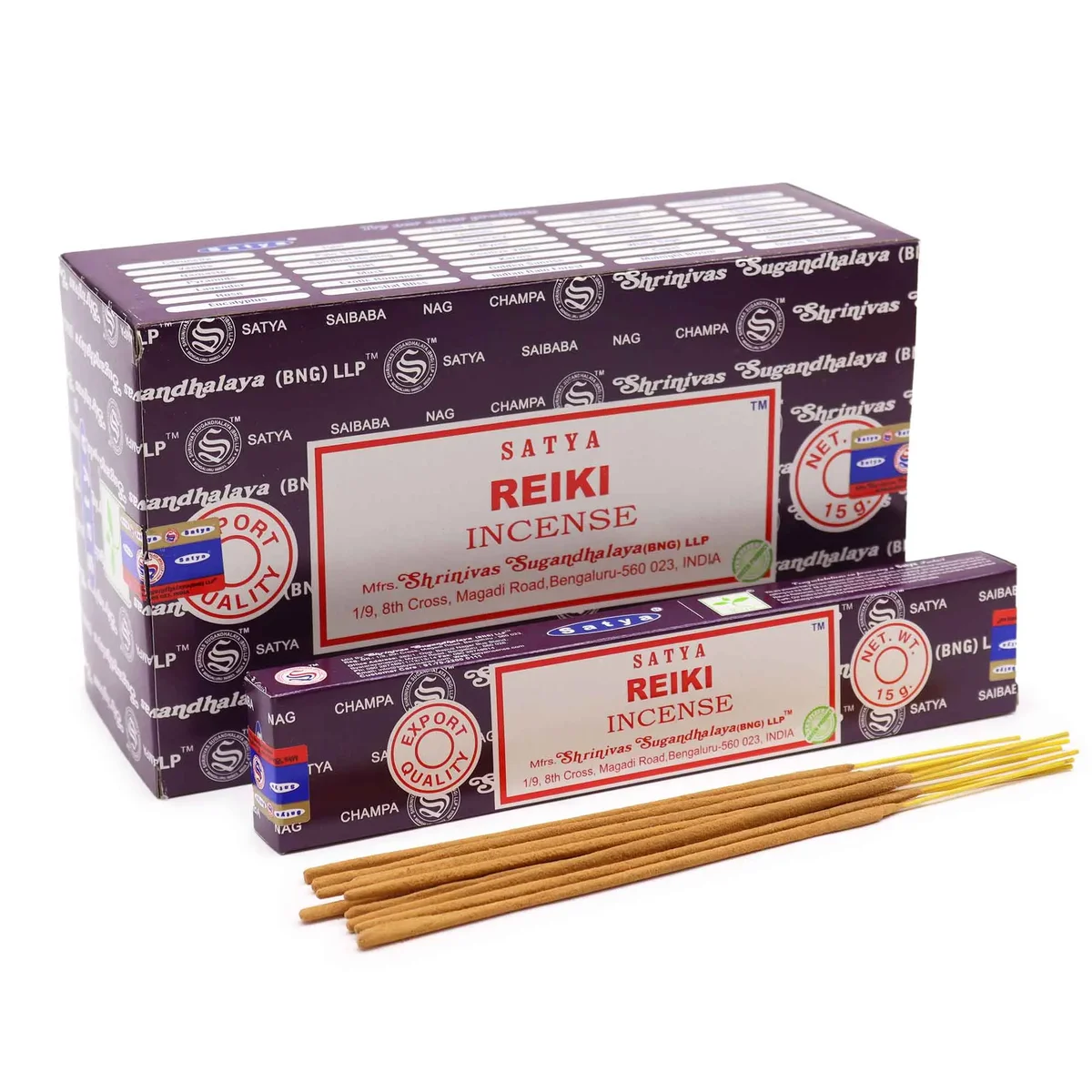 Satya incense 15g bundle of Reiki scented sticks in a small, neatly wrapped box