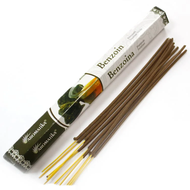 Aromatica incense sticks of Benzoin neatly bundled together