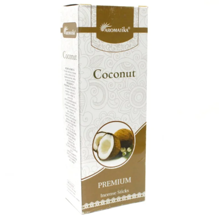 Bundle of aromatic incense sticks in a small container, Aromatica Premium Incense – Coconut