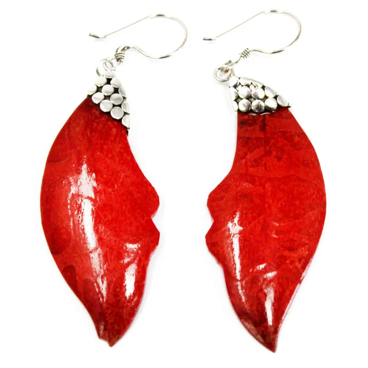 925 silver leaf drop earrings displayed on a neutral background, showcasing their elegant drop shape.