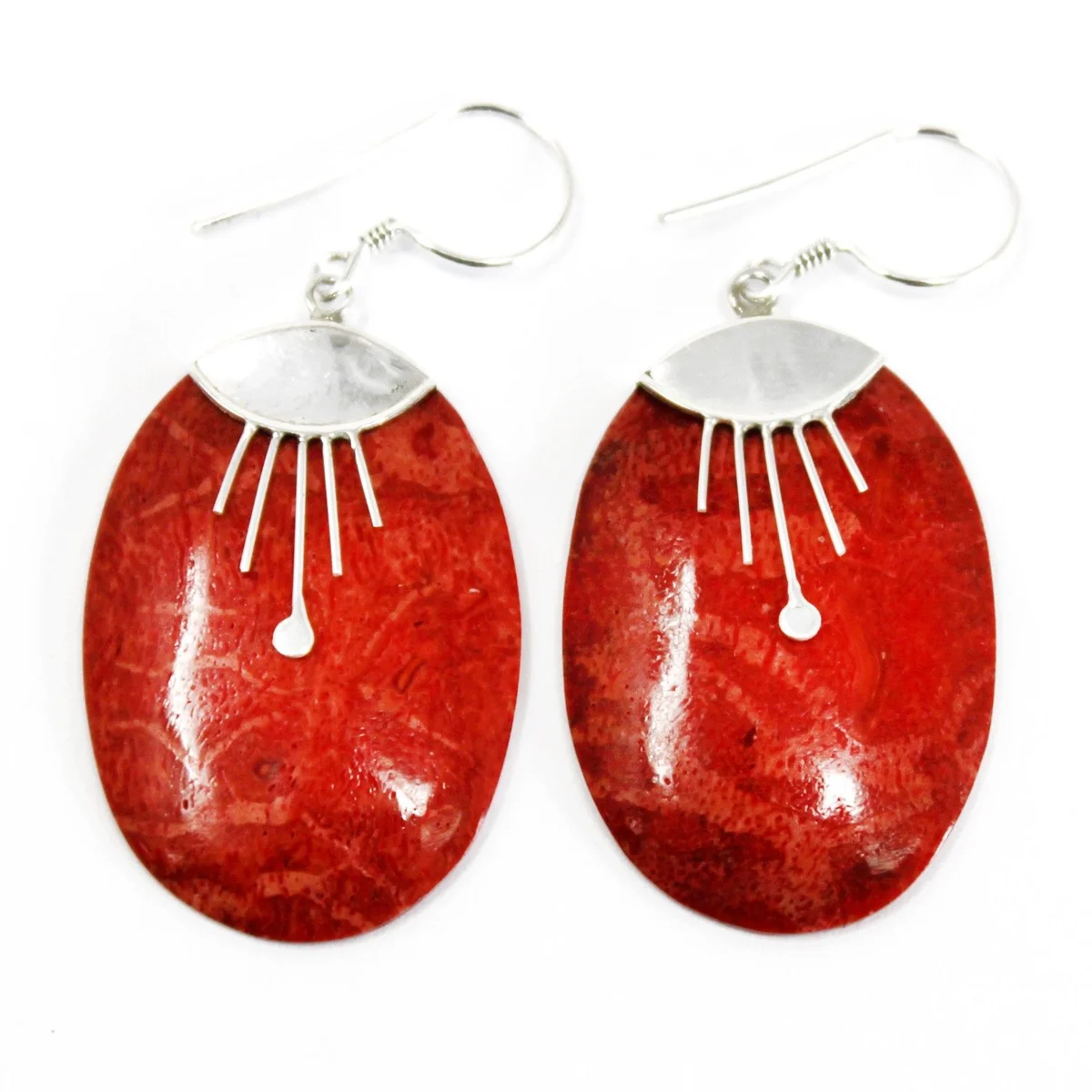 925 silver oval earrings displayed against a neutral background