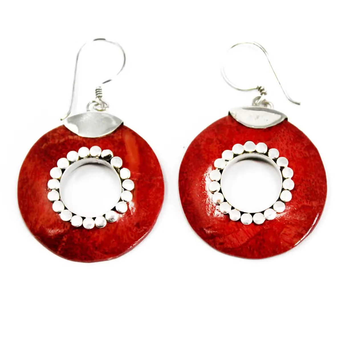 925 silver donut shaped earrings displayed on a neutral background.