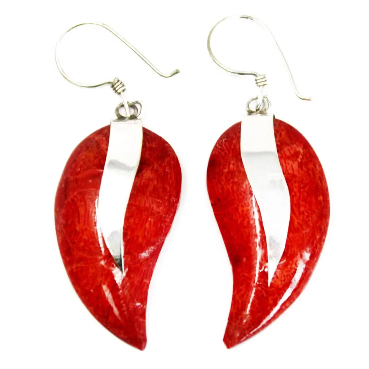 Pair of 925 silver earrings with mango-shaped design.