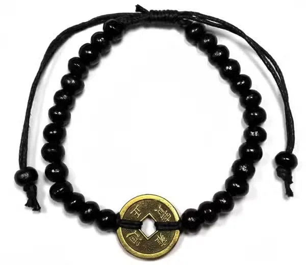 Black luck bracelet in plain view
