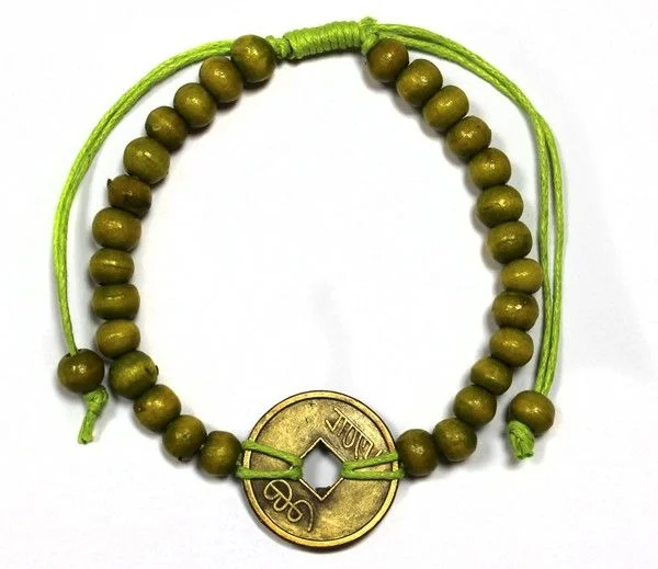 Lime green feng shui bracelet, bright lime green strap for good luck