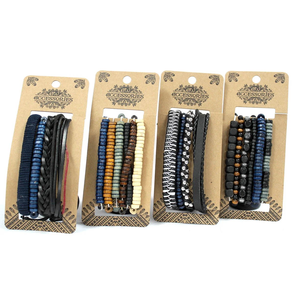 Blue bracelet set for men displayed in a bundle