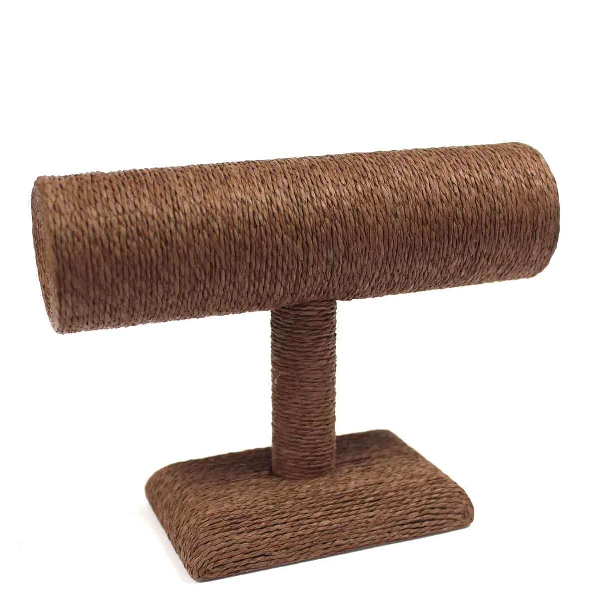 Chocolate small t shaped bangle stand, simple upright shape for displaying bangles.