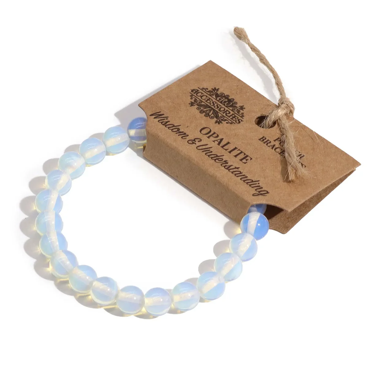 Opalite bracelet with translucent crystal texture, delicate chain, showcased on a wrist