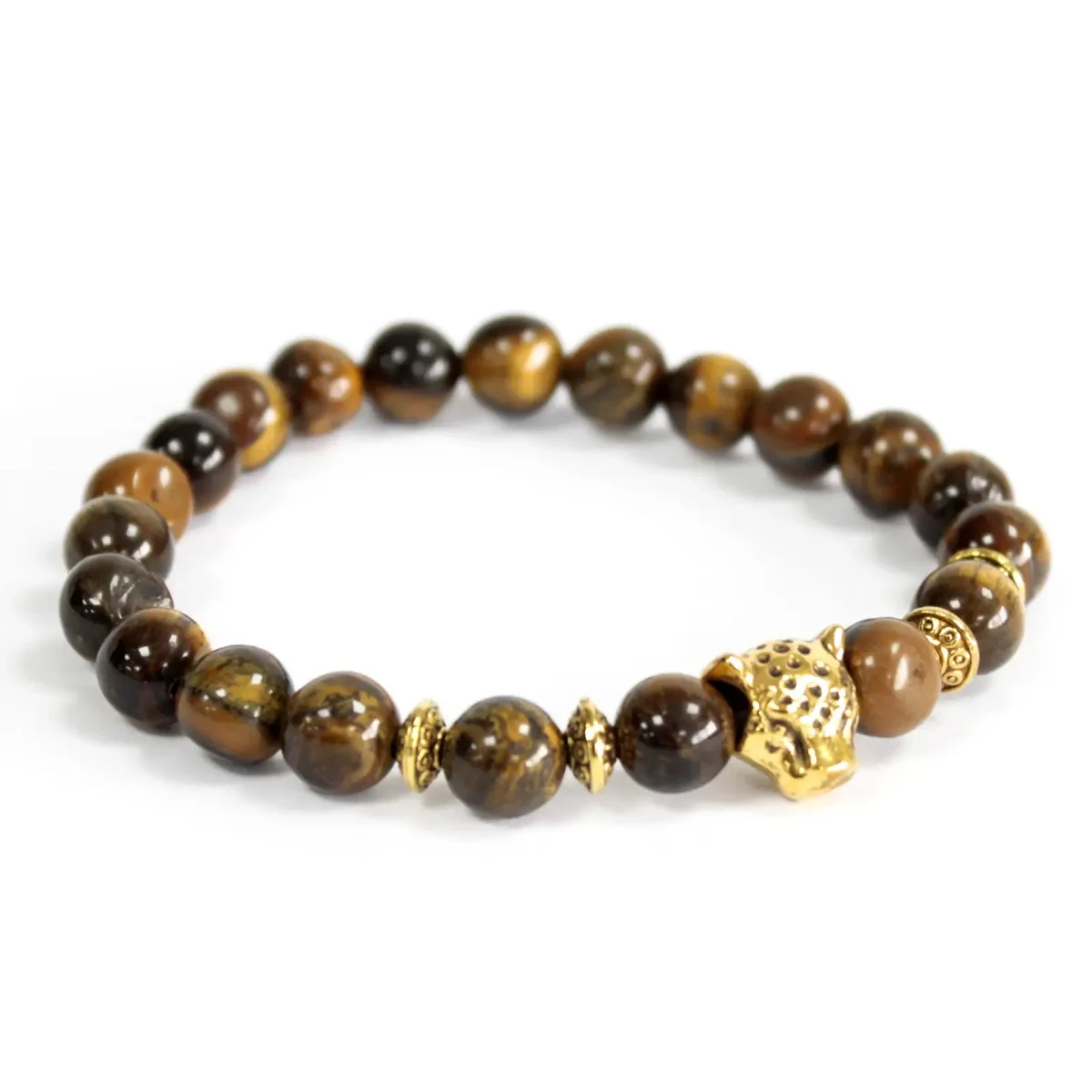 Gold tiger eye bracelet with sparkling tiger eye gemstone set in a polished gold band