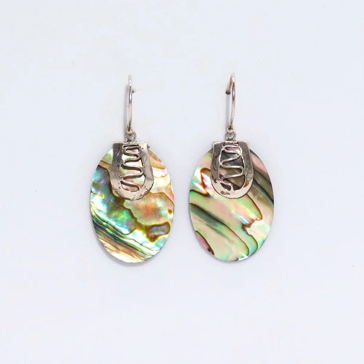 Abalone shell earrings with silver backing