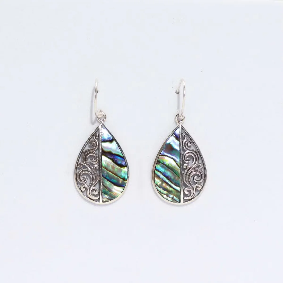 Teardrop abalone earring made of shell and silver, a stylish accessory for abalone earrings UK