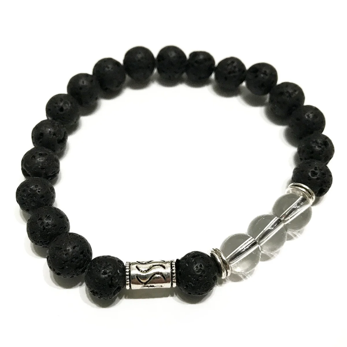 Lava stone bracelet made of tribal rock quartz.