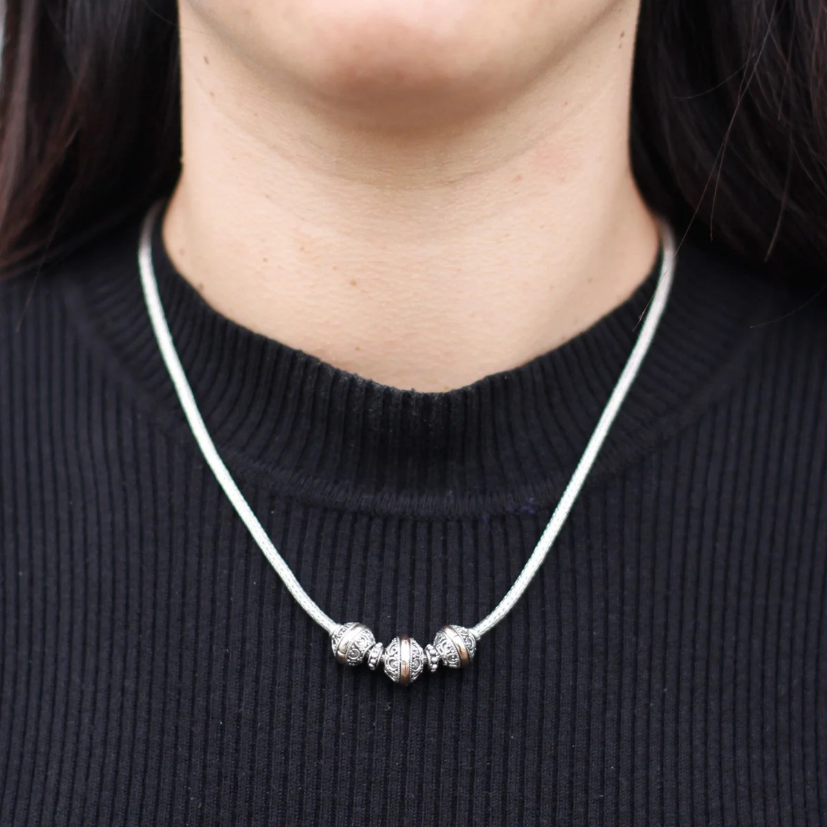 Triangular pendant silver gold necklace with sleek polished finish