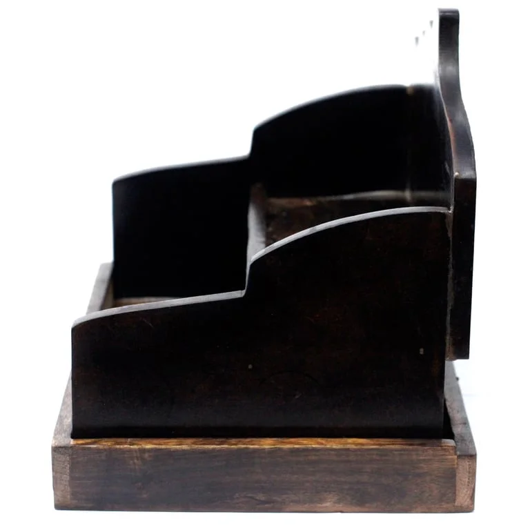 Mini mango wood wooden display stand, shown on a neutral background, functional and compact.
