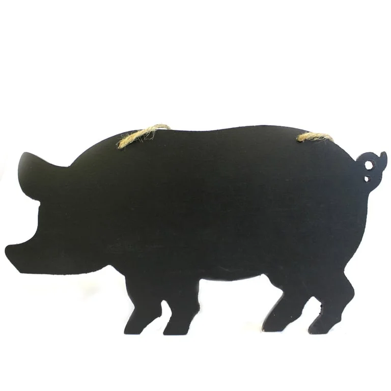 Pig wall chalkboard with a stylised pig illustration.