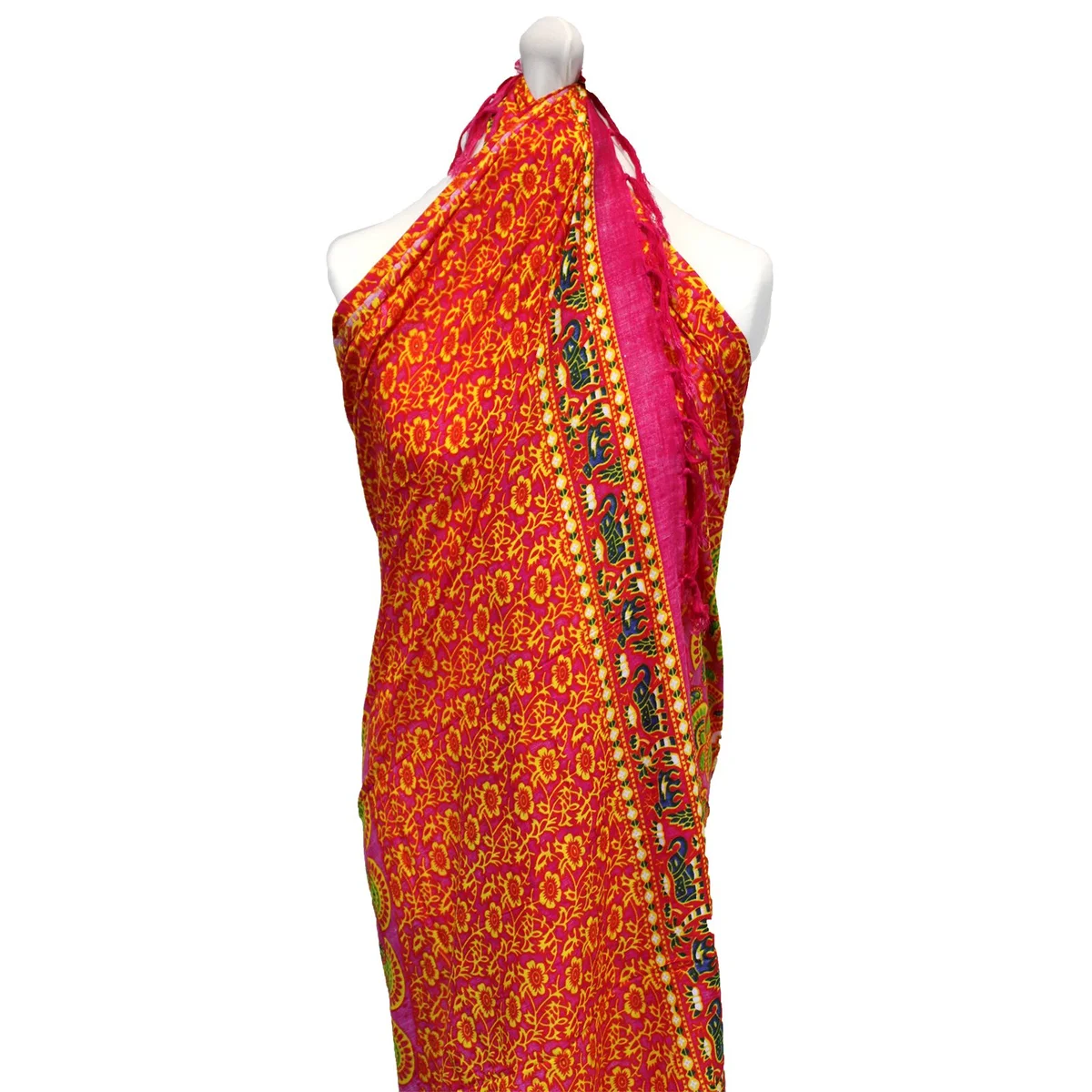 Ruby lime mandala sarong featuring vibrant geometric pattern