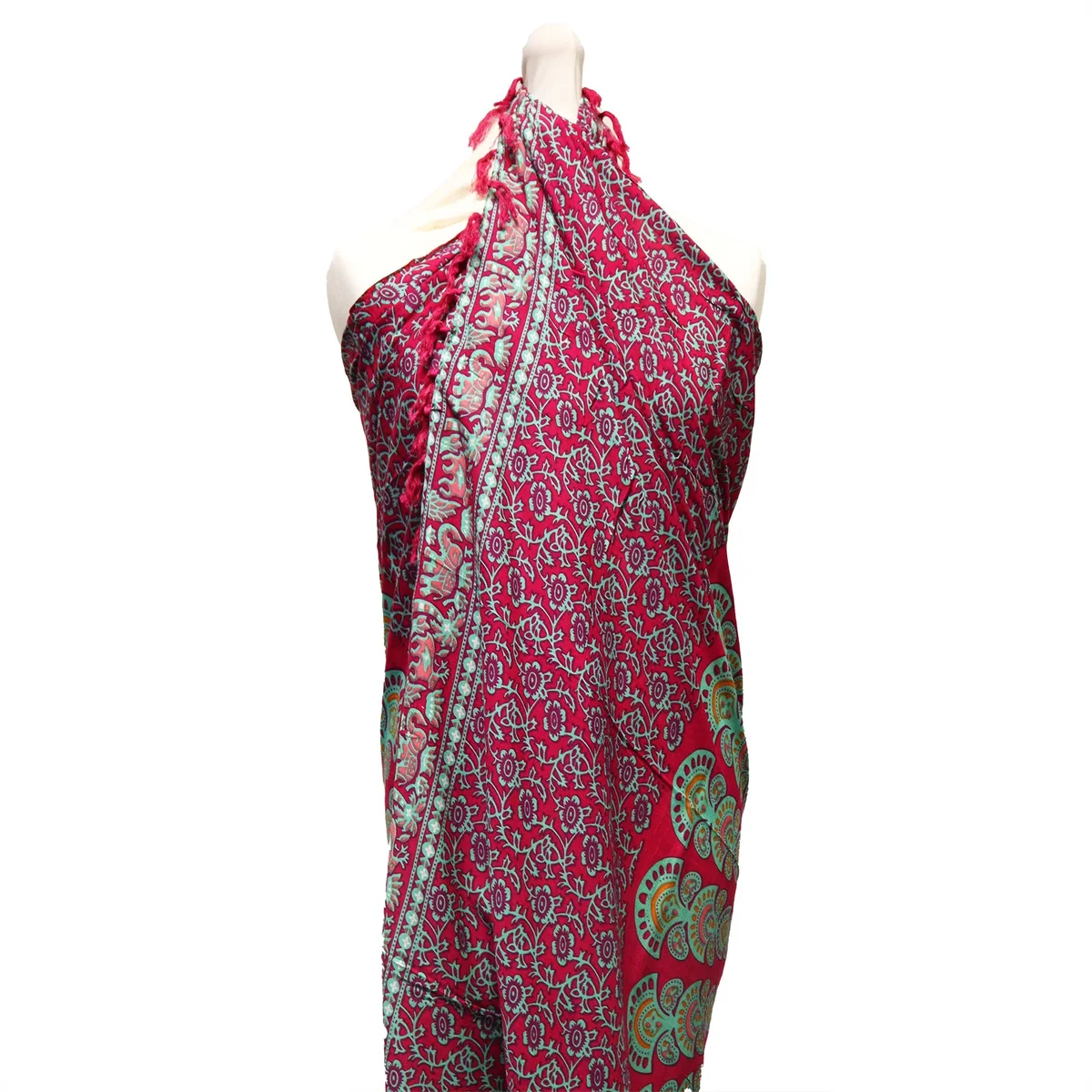 Mandala sarong in teal and purple colours.