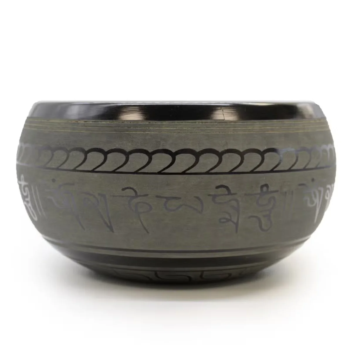 Singing bowl ornament featuring a Buddha figure.