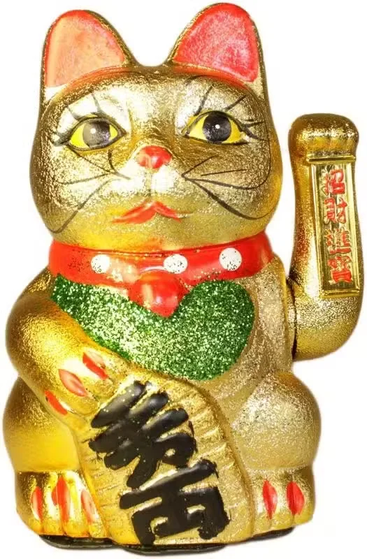 Large cat figurine with a money theme
