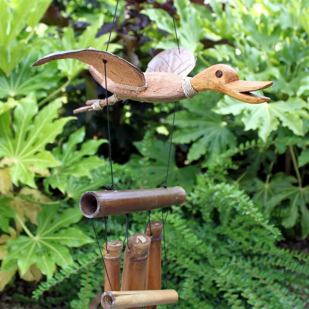 Coconut duck windchimes for a garden windchime