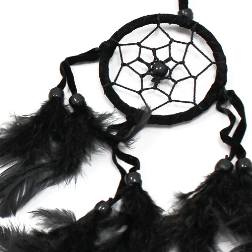 Small round dreamcatcher in black, white and red