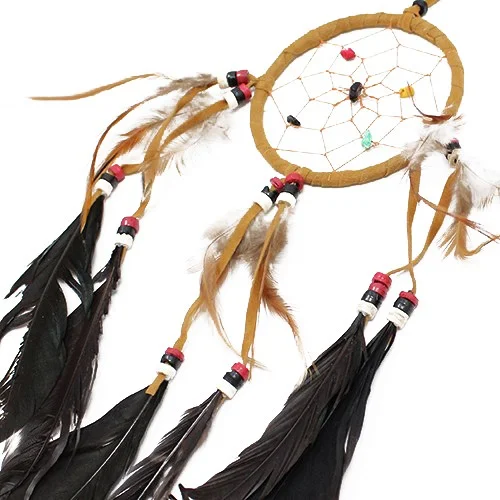 Medium round cream coffee chocolate dreamcatcher showing contrasting warm hues.